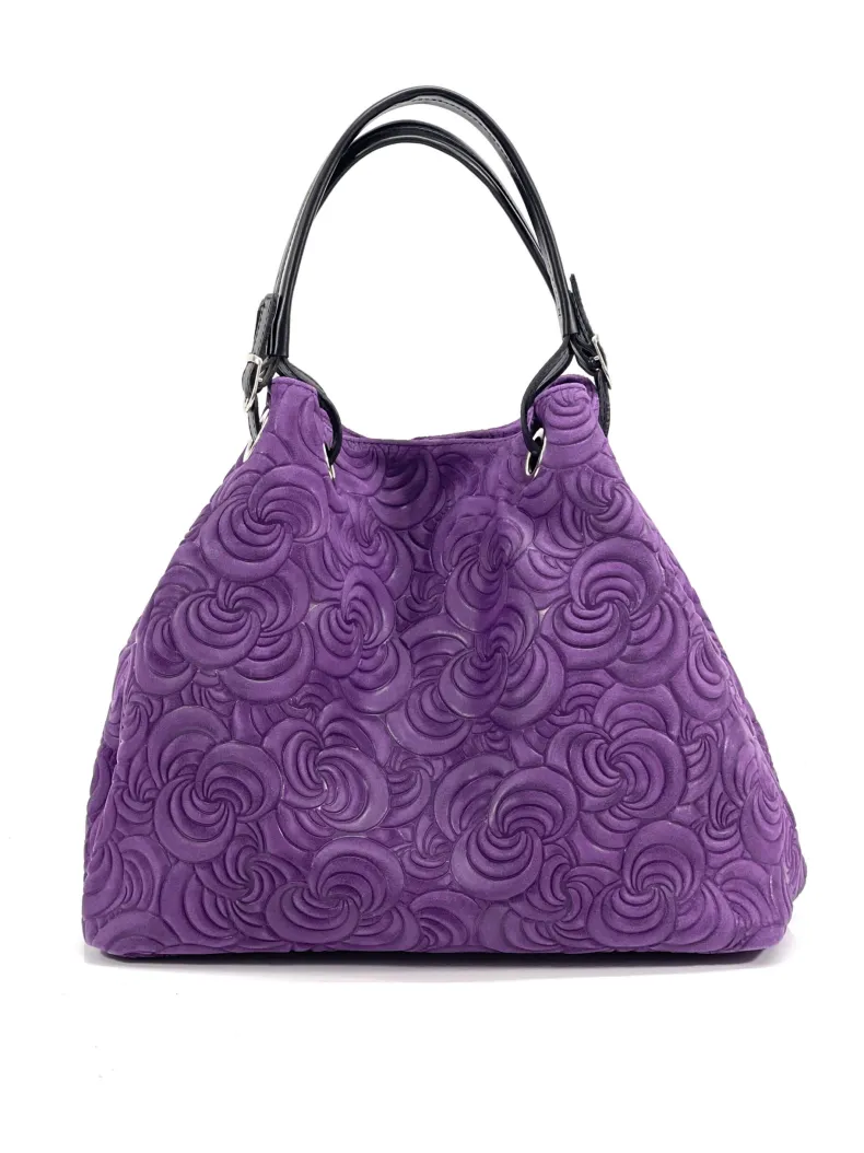 Handcrafted Leather Bag With Floral Decoration