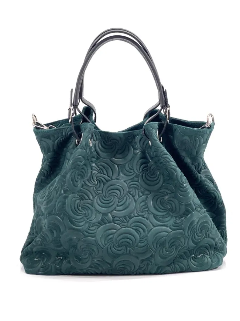 Handcrafted Leather Bag With Floral Decoration