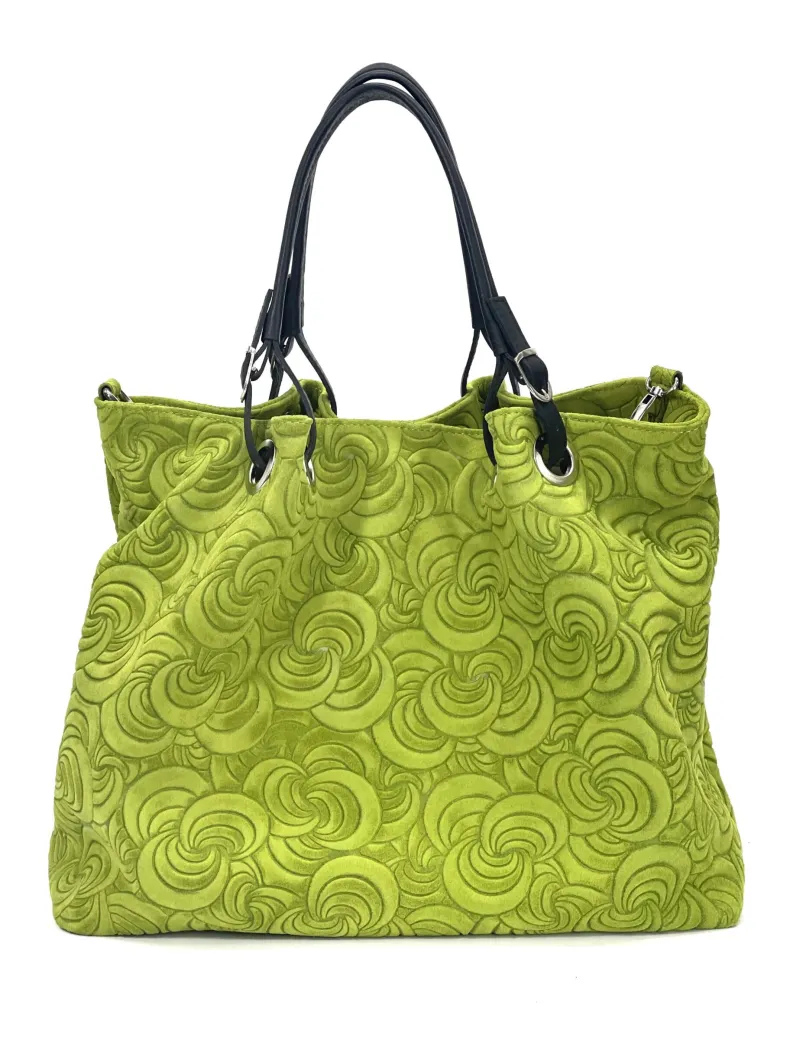 Handcrafted Leather Bag With Floral Decoration