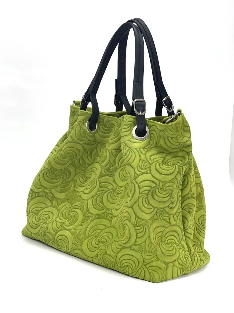Handcrafted Leather Bag With Floral Decoration