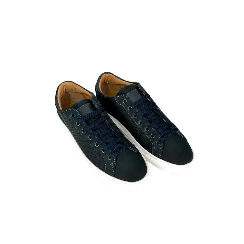 Handcrafted Sneaker In Blue Nubuck