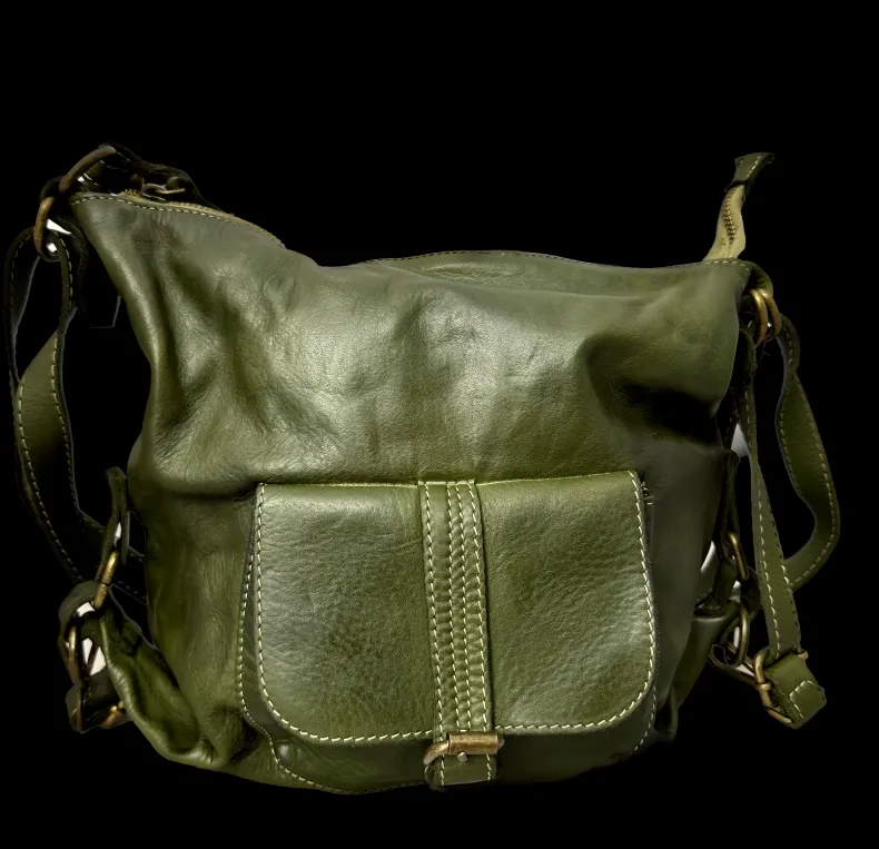Handcrafted Washed Bag / Backpack With Pocket