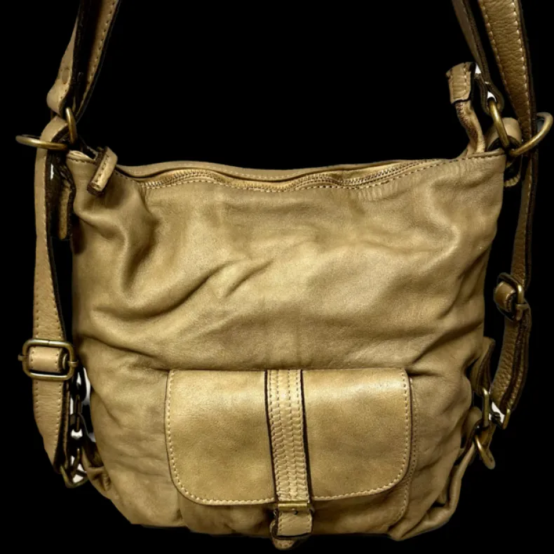 Handcrafted Washed Bag / Backpack With Pocket