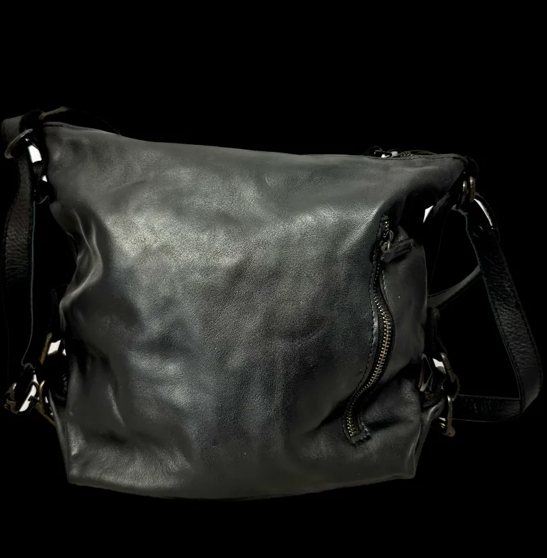 Handcrafted Washed Bag / Backpack With Pocket