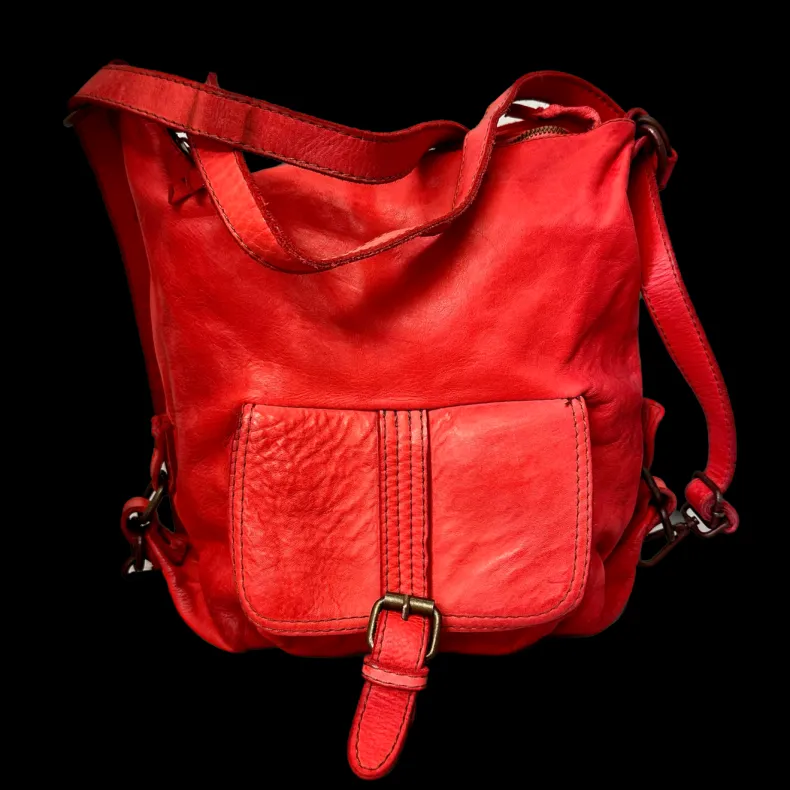 Handcrafted Washed Bag / Backpack With Pocket