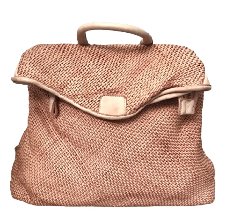 Handmade Backpack In Washed And Woven Leather