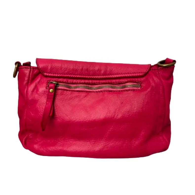 Handmade Bag In Washed Leather With Shoulder Strap
