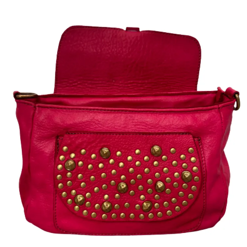 Handmade Bag In Washed Leather With Shoulder Strap