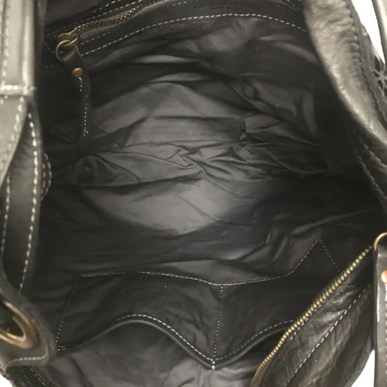 Handmade Bag In Washed And Lasered Leather