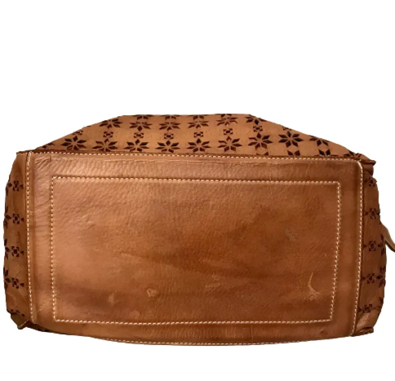 Handmade Bag In Washed And Lasered Leather