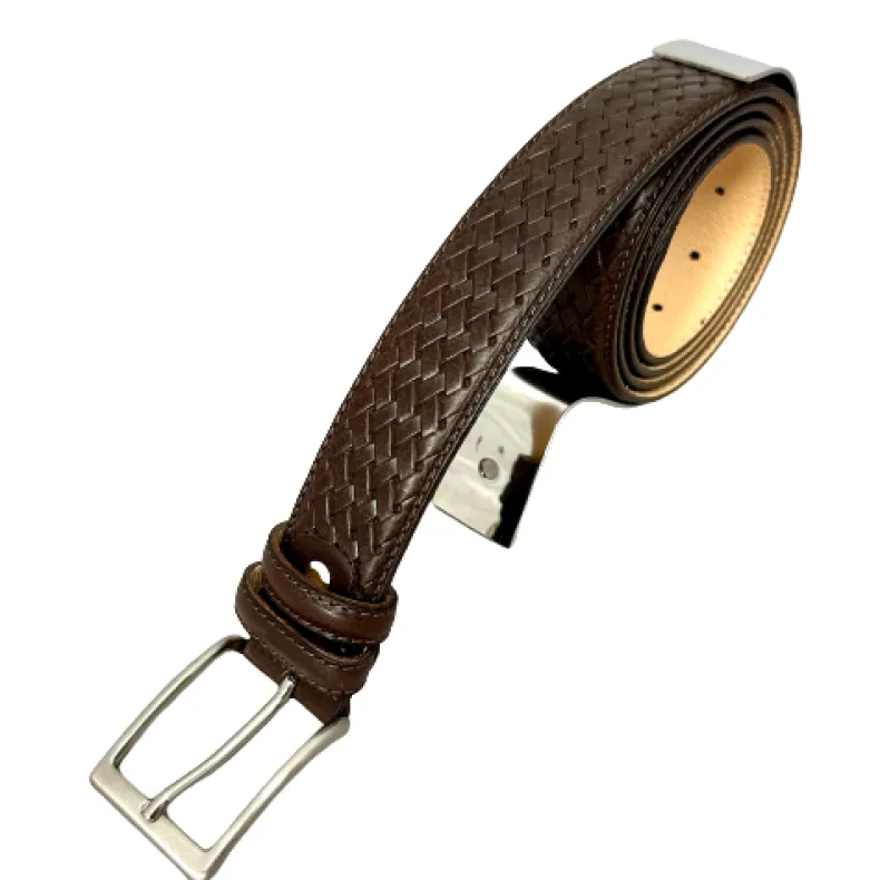 Handmade Belt In Woven Effect Leather 6482