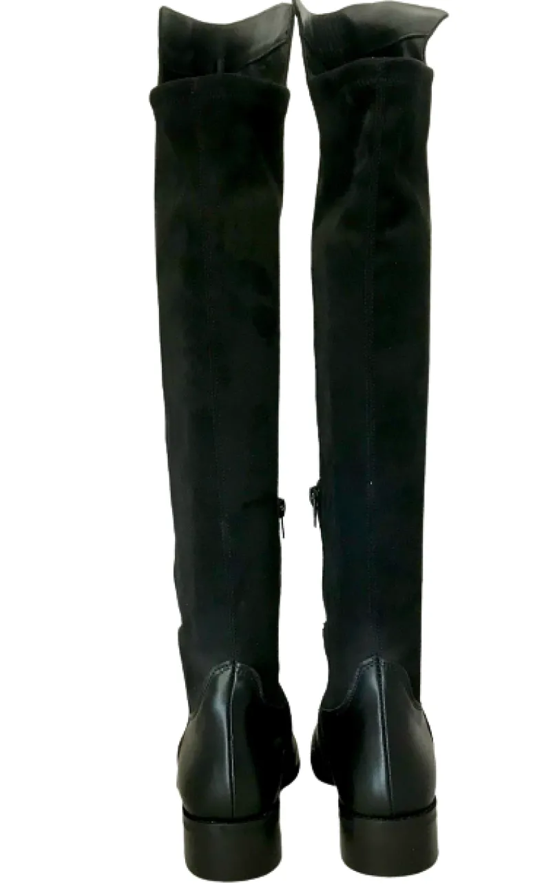 Handmade Boot In Black Leather And Suede
