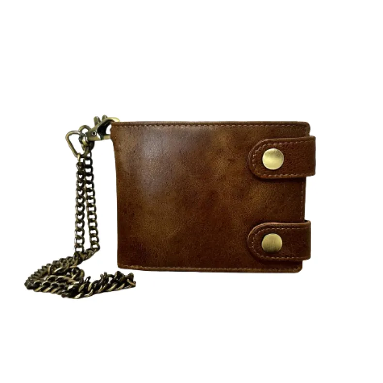 Handmade Greased Wallet With Two Buttons
