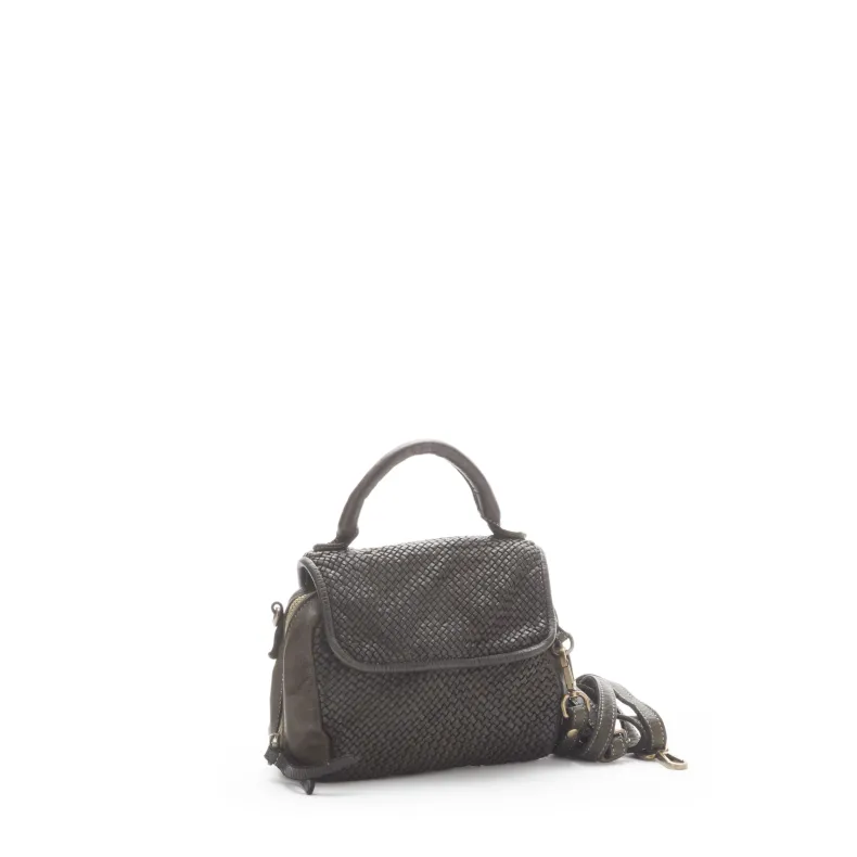 Handmade Mini Shoulder Bag In Woven Leather