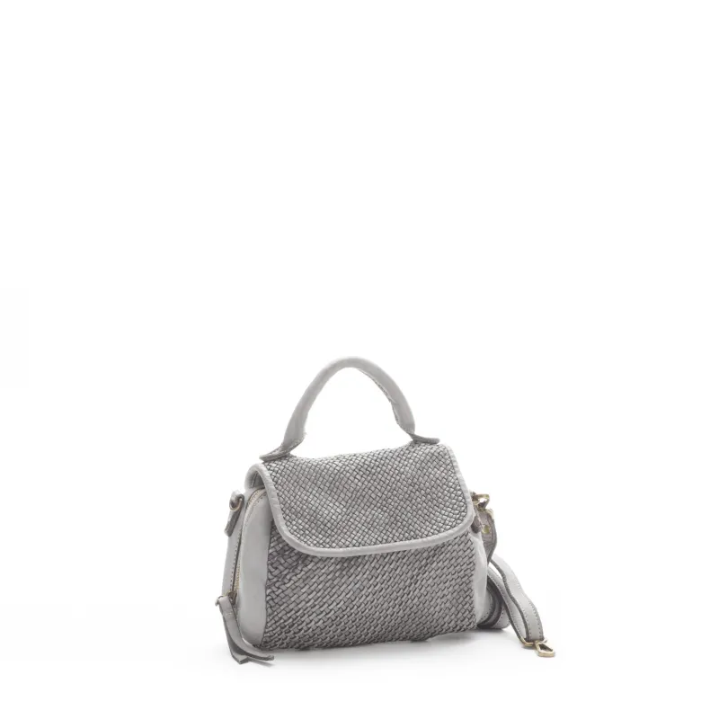 Handmade Mini Shoulder Bag In Woven Leather