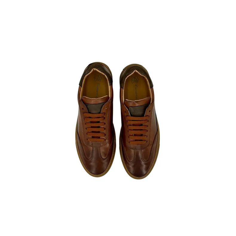 Handmade Sneaker In Brown Leather