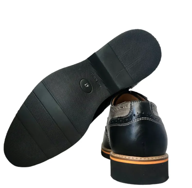 Lace-up In Black And Gray Leather Mod.H