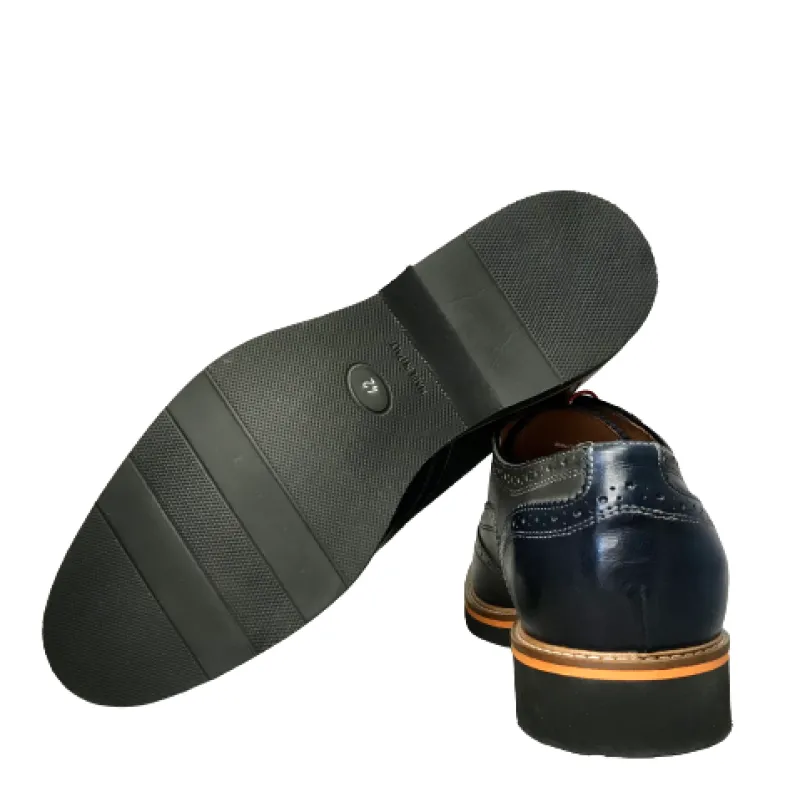Lace-up In Blue And Gray Leather Mod.W