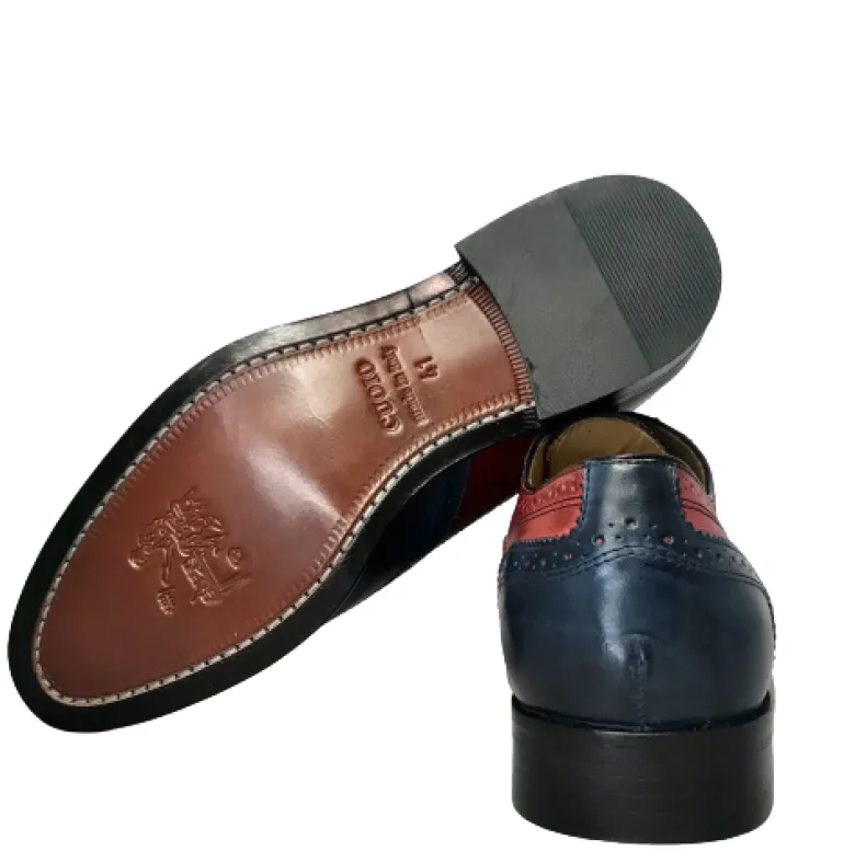 Lace-up In Blue And Red Duilio Leather