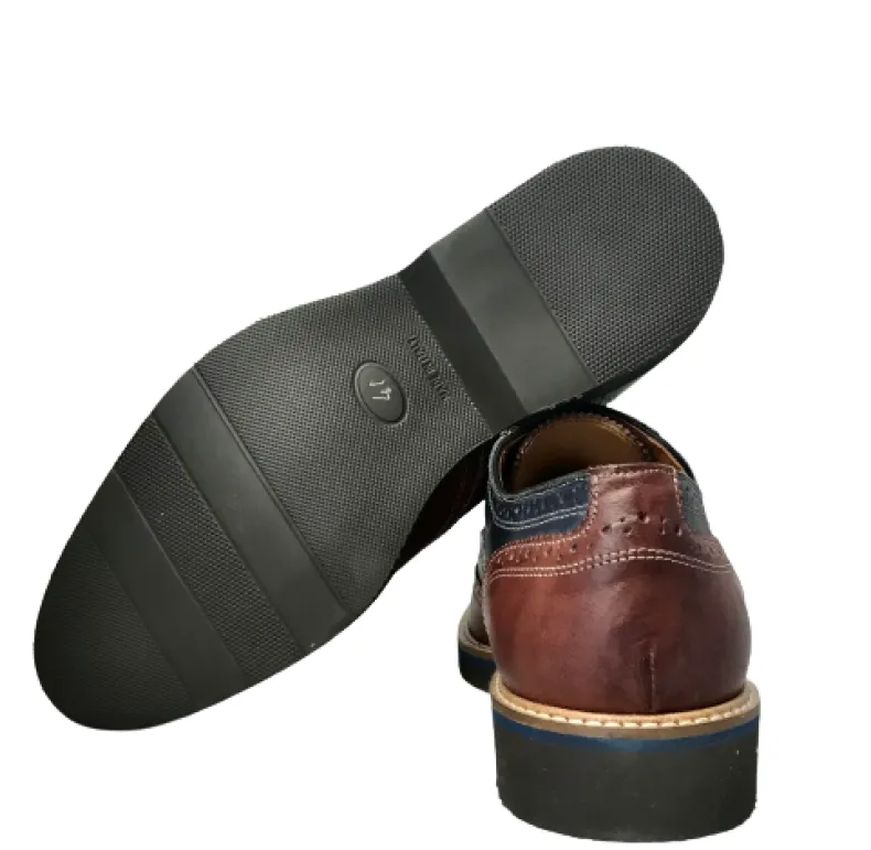 Lace-up In Blue And Brown Leather Mod.M