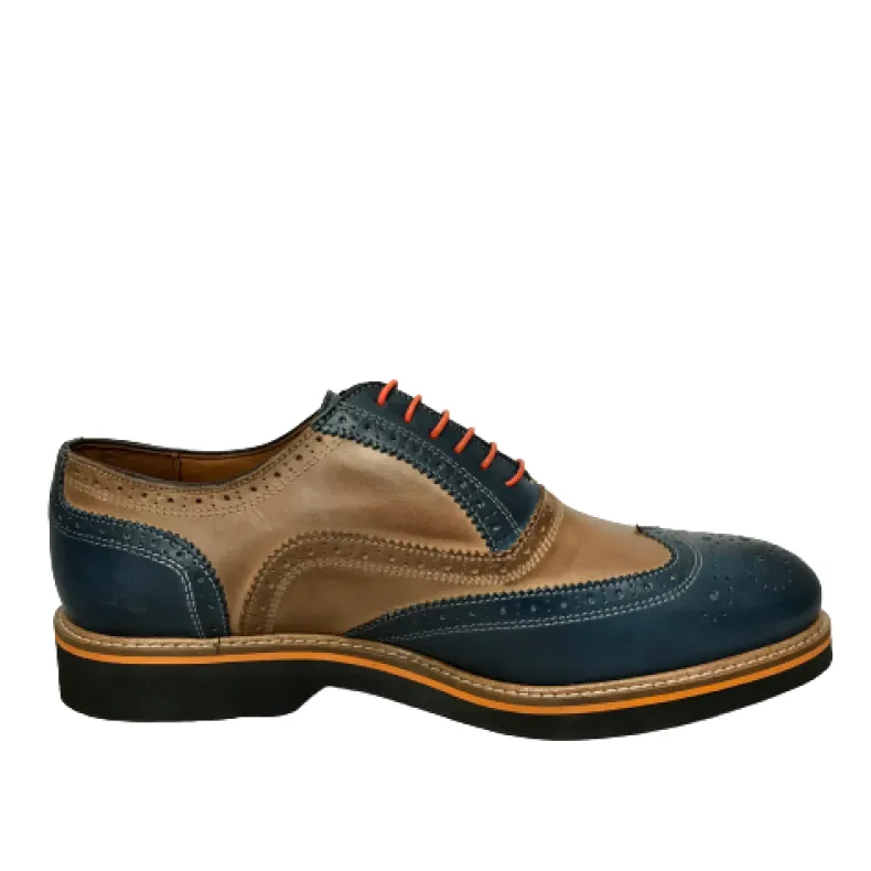 Lace-up In Blue Leather And Hide Mod.O