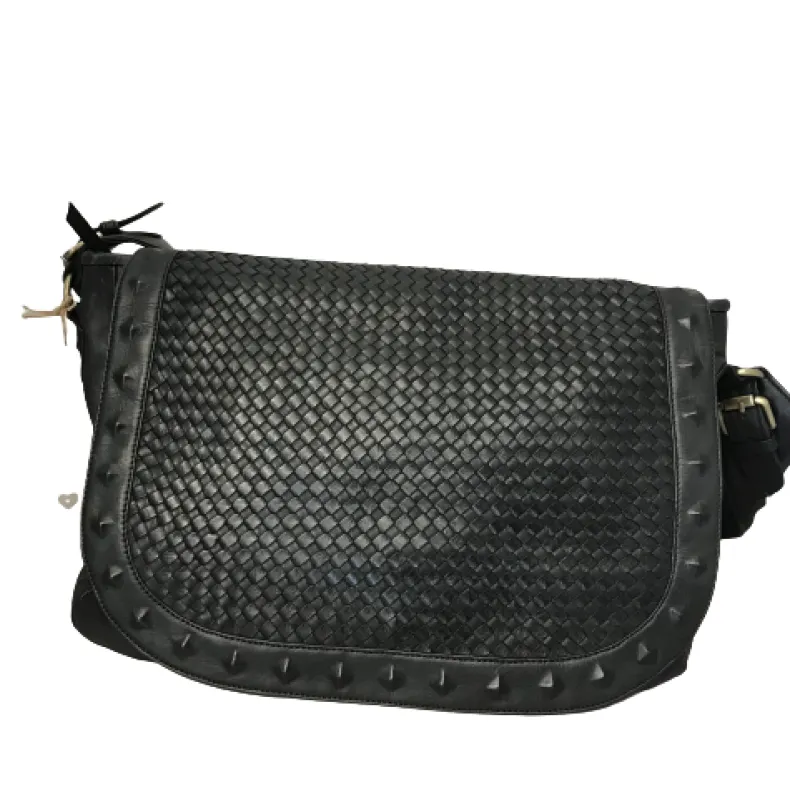 Large Handcrafted Bag With Woven Flap