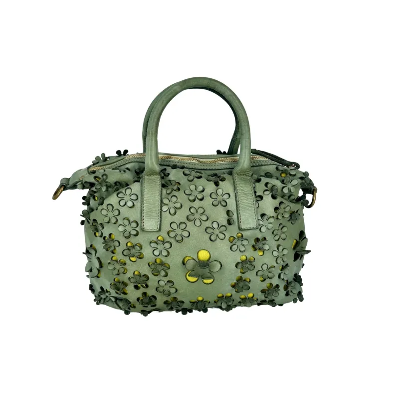Lilac Medium – Leather Bowling Bag With Lasered Flowers