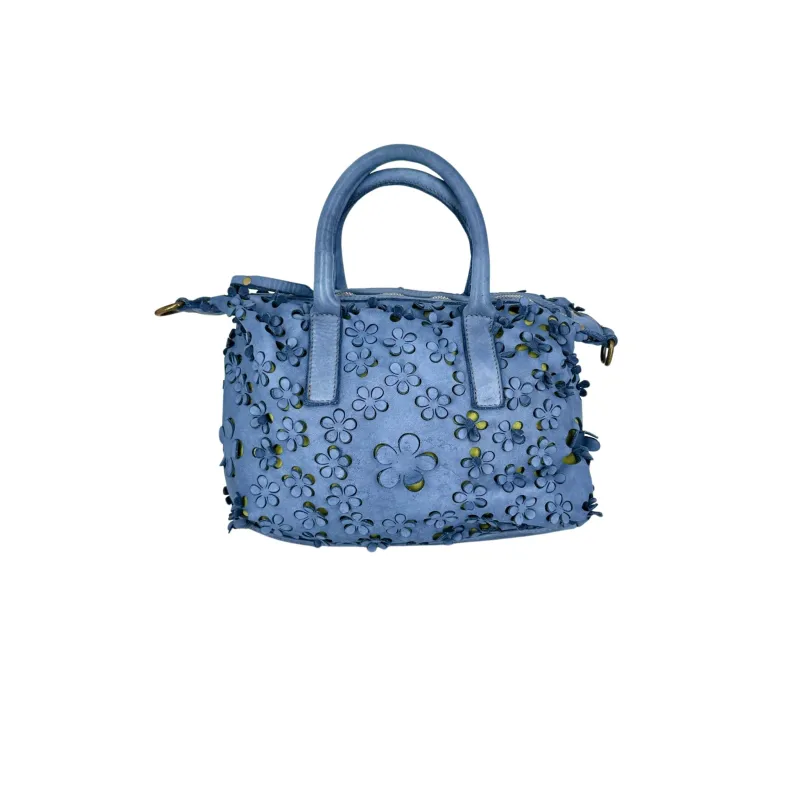 Lilac Medium – Leather Bowling Bag With Lasered Flowers