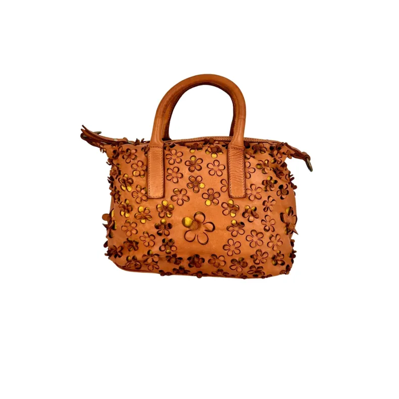 Lilac Medium – Leather Bowling Bag With Lasered Flowers