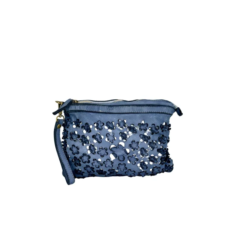 Lillà Small – Leather Clutch Bag With Lasered Flowers