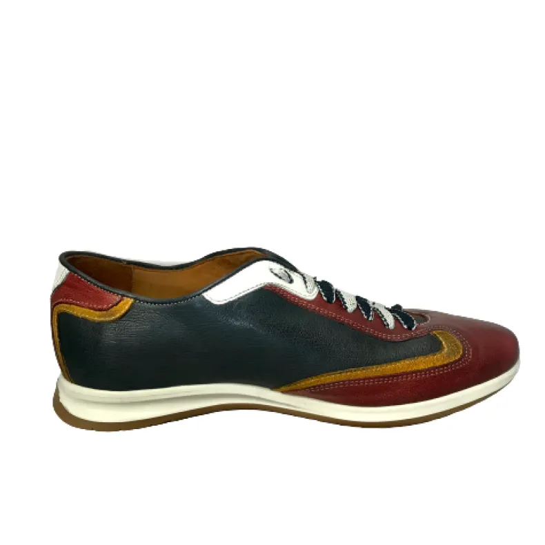 Low Sneakers In Blue And Red Leather