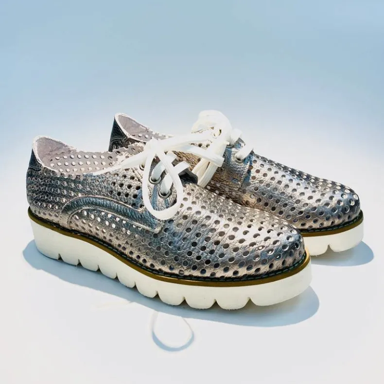 Low Sneakers In Silver Leather