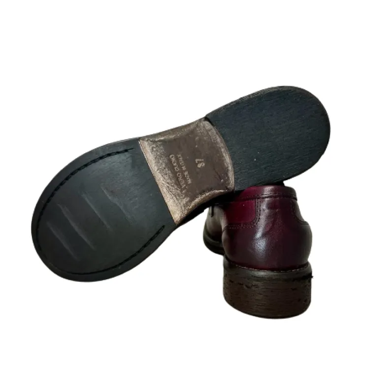Moccasin In Burgundy Dipped Leather Blake Stitching