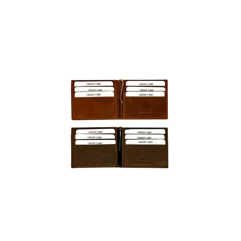 Oiled Leather Wallet With Clip