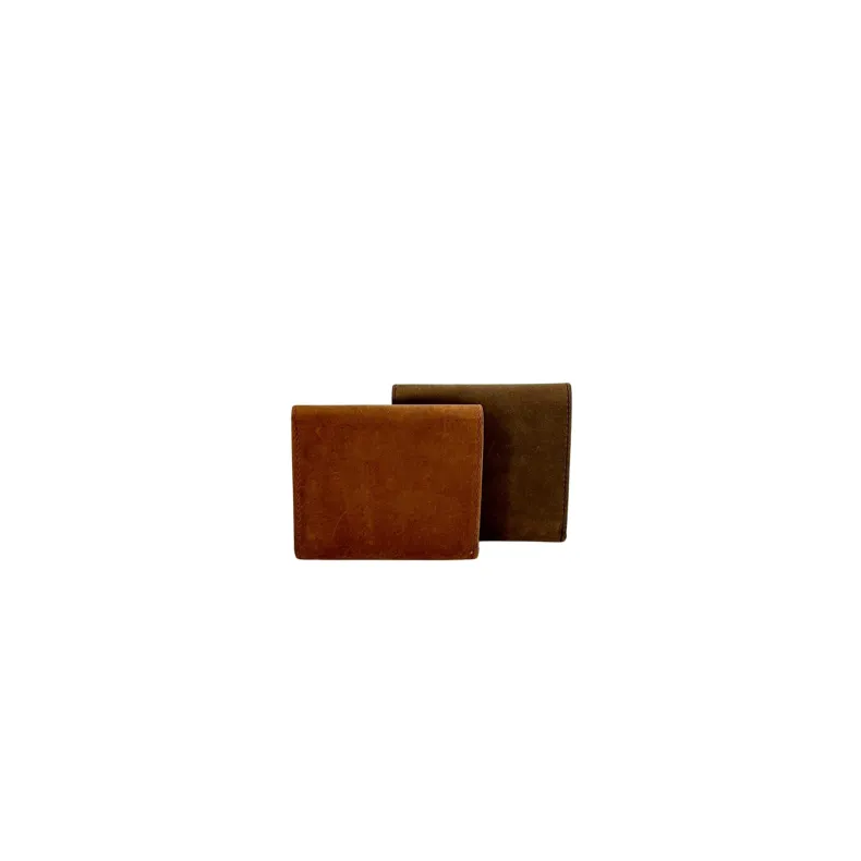 Oiled Leather Wallet With Button