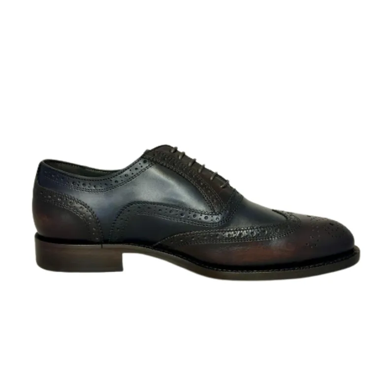Oxford Blue And Dark Brown Stitched Blake