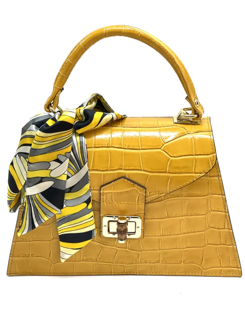 Poppy – Crocodile Leather Trapeze Bag