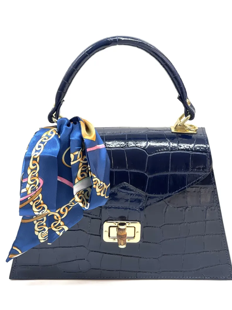 Poppy – Crocodile Leather Trapeze Bag