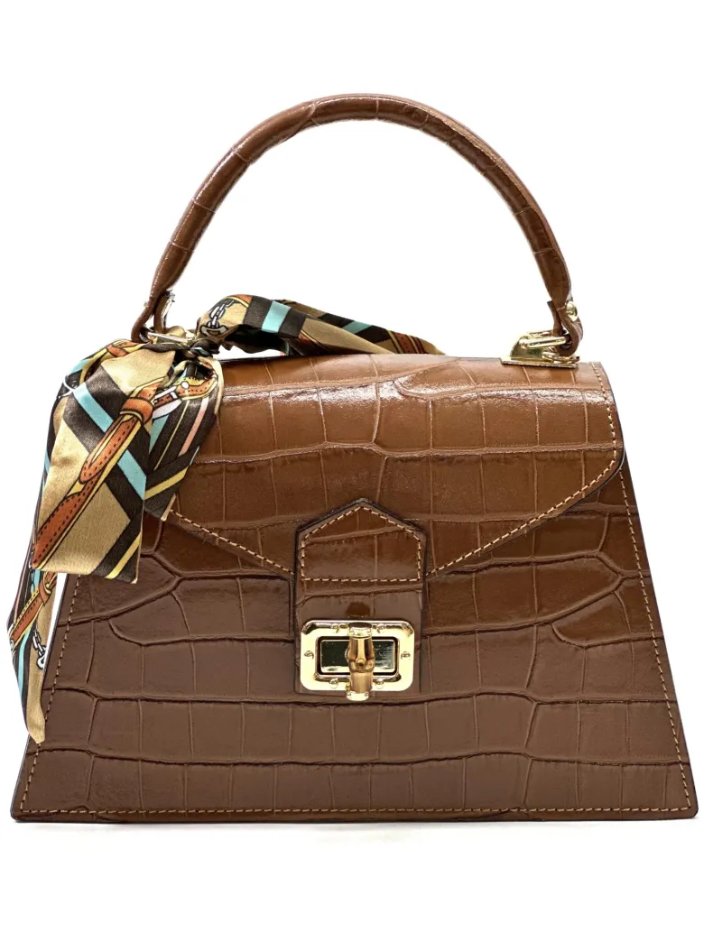 Poppy – Crocodile Leather Trapeze Bag