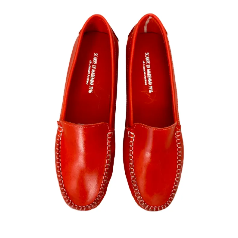 Red Unlined Handmade Moccasin