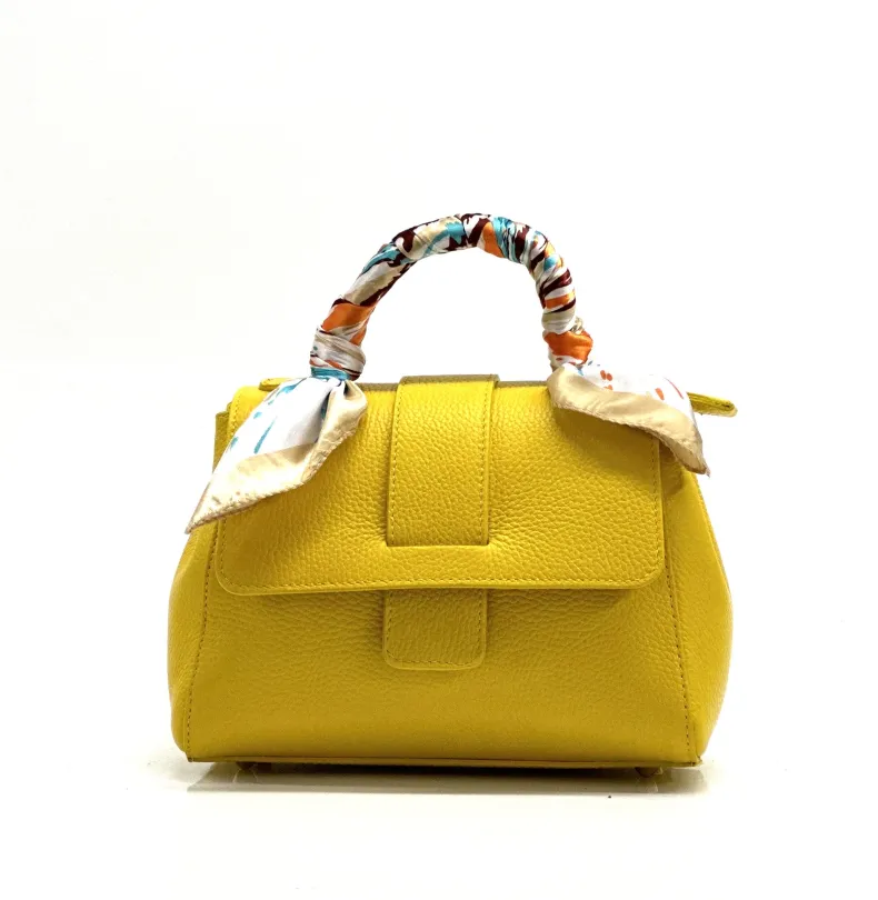 Rigid Bag In Textured Leather With 2 Shoulder Straps