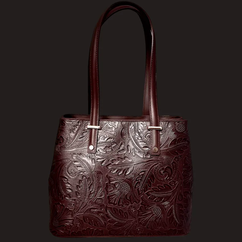 Rigid Bag With Floral Embroidery Effect