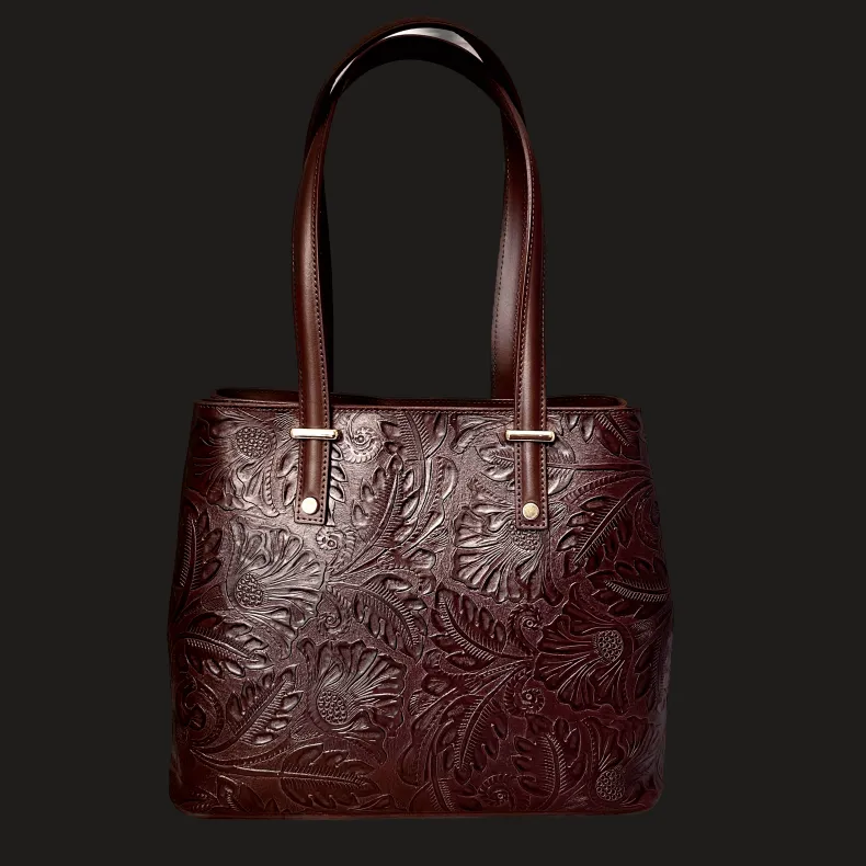 Rigid Bag With Floral Embroidery Effect