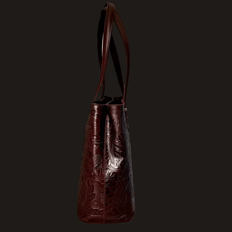 Rigid Bag With Floral Embroidery Effect