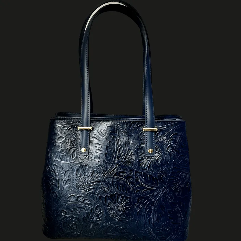 Rigid Bag With Floral Embroidery Effect