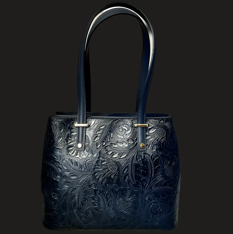 Rigid Bag With Floral Embroidery Effect