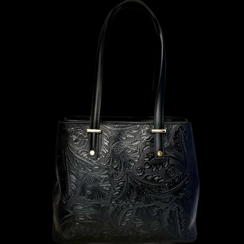Rigid Bag With Floral Embroidery Effect