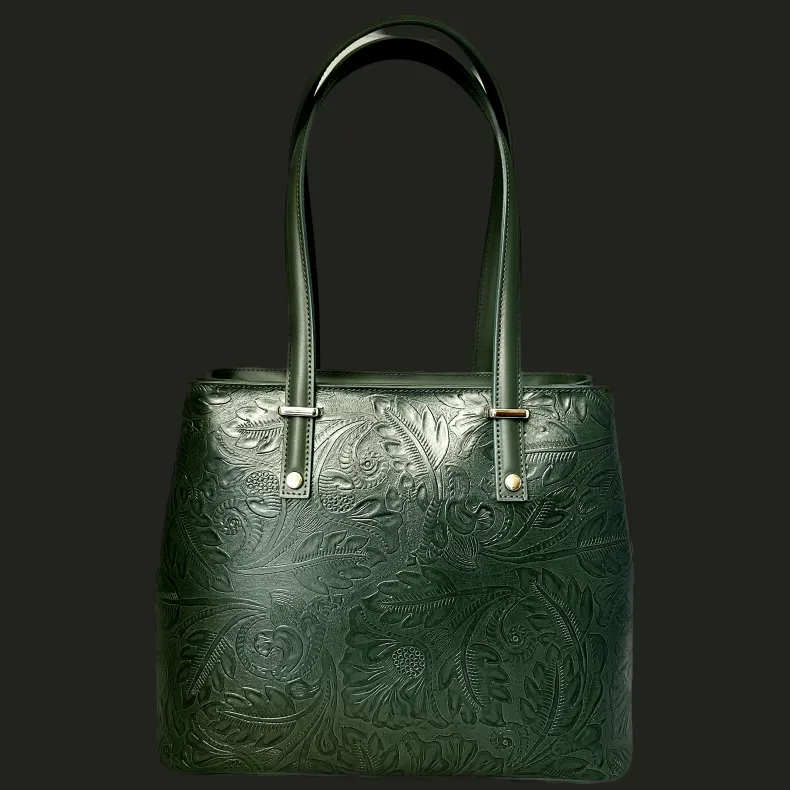 Rigid Bag With Floral Embroidery Effect