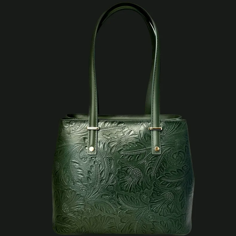 Rigid Bag With Floral Embroidery Effect