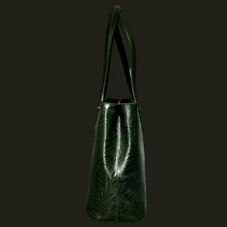 Rigid Bag With Floral Embroidery Effect